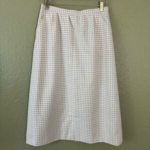 Vintage Roth Le Cover Women's 10 Gingham Plaid Midi Skirt Tan Modest Cottagecore